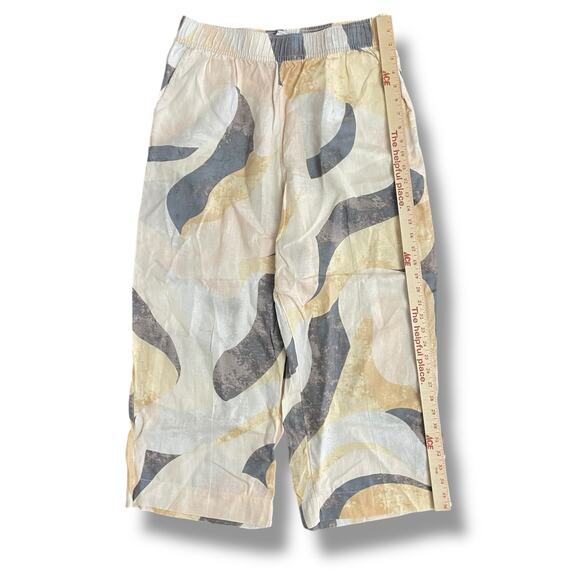 Rachel Zoe Linen Abstract Print Wide Leg Pants Elastic Waist Beige L - Picture 5 of 9